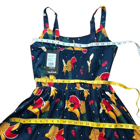 MODCLOTH Dress Medium Midi Retro x COLLECTIF Lauren Polka Fruit Tropical RARE - Picture 12 of 14